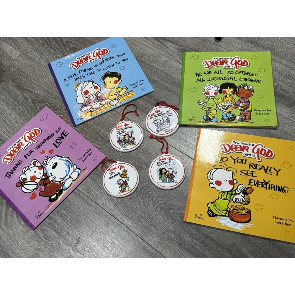Dear God Kids Lot of 4 Books + Ornaments My Little Book Of Dear God Letters